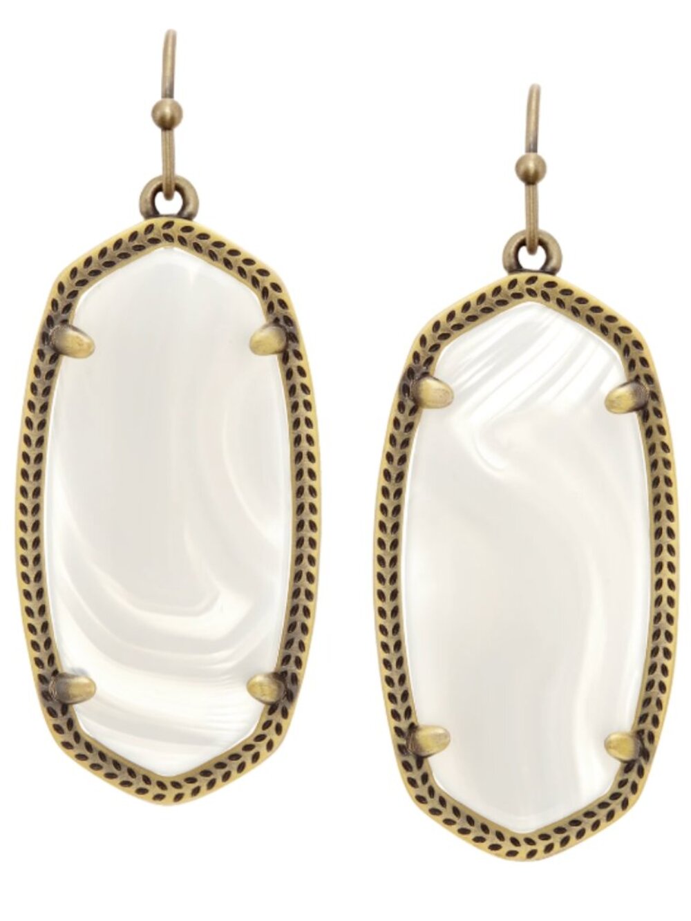 Kendra Scott Elle Drop Earrings in Gold Plating and White Mother-of-Pearl